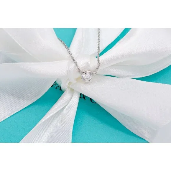 Tiffany & Co. Necklace Elsa Peretti "Diamonds By The Yard" .27ct in Platinum - Picture 8 of 9